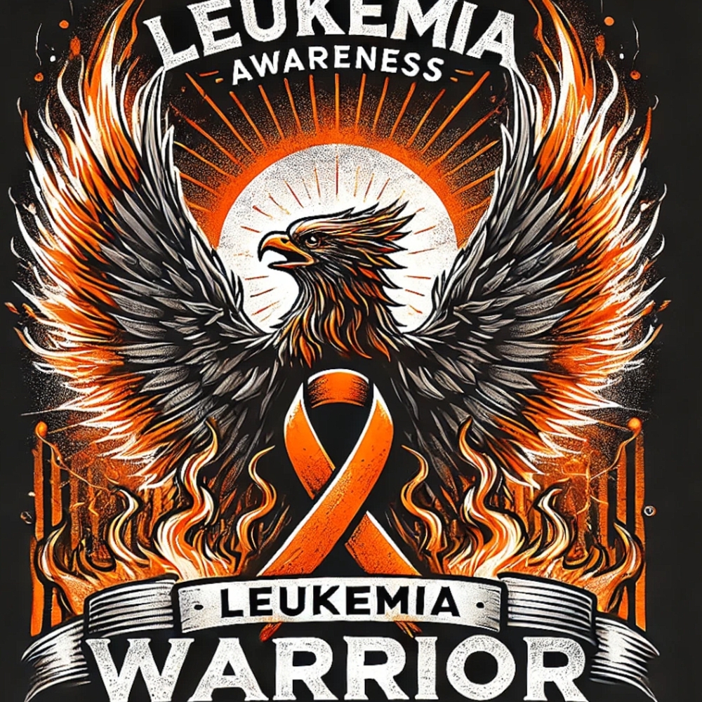Dynamic Orange and Blue Leukemia Awareness Iron On Prints
